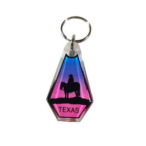 Texas Acrylic Keychain Cowboy Sunset